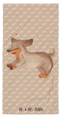Produktbild von Mr. & Mrs. Panda Strandtuch Hund Dackel - Hundeglück - Geschenk, Süß, Hunde, Handtuch, Duschtuch, Badehandtuch, Sprüche, Herz, Baumwollhandtuch, Duschhandtuch