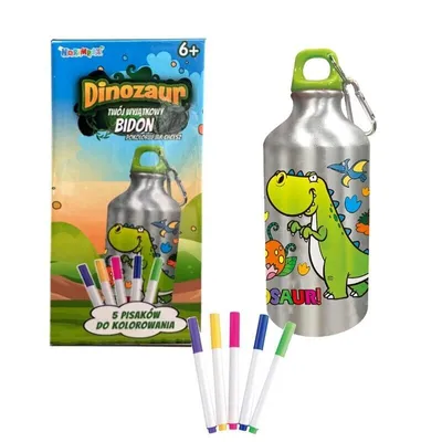 Produktbild von 500-ml-Trinkflasche mit einem Dinosaurier zum Ausmalen