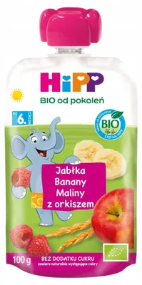 Image de HiPPCompote pour enfants Pomme Banane Framboise Céréales 100 g
