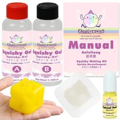 Productafbeelding van Squishy knutselset: vloeibaar siliconen met kaasblokvorm en pigmentpasta