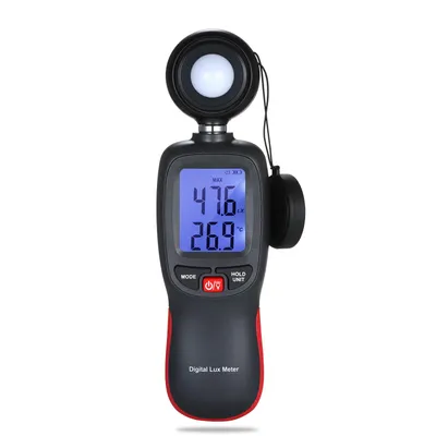 Image de Luxmètres numériques 0-200 000 lux – Appareil de mesure de la lumière portable avec écran LCD, fonctions de maximum/minimum et de maintien des données