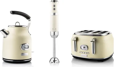 Produktbild von Westinghouse Retro Wasserkocher + Toaster 4 Schlitze + Stabmixer - Weiß