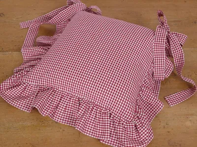 Produktbild von Kissen-Bezug 40x40 cm Landhaus-Stil Stuhl-Kissen kariert rot weiß