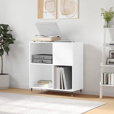 Immagine prodotto di Mobiletto porta dischi in vinile - Struttura in legno robusta - 84,5 x 38 x 89 cm - Bianco