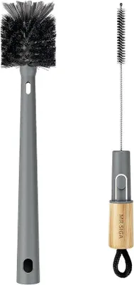 Produktbild von Famanu Flaschenbürste & Strohhalmreiniger - 2 in 1 mit Bambusgriff