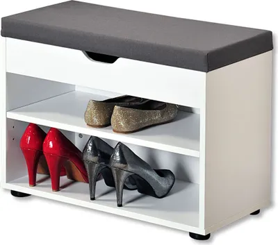 Produktbild von KESPER Schuhschrank mit Sitzkissen weiß grau 60 x 30 x 45 cm 1591413