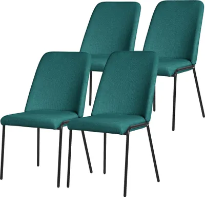Produktbild von ML-Design Esszimmerstühle 4er Set Petrol Küchenstühle aus Polyester mit Metallbeinen Wohnzimmerstühl mit Rückenlehne Polsterstühle für Esszimmer Küche