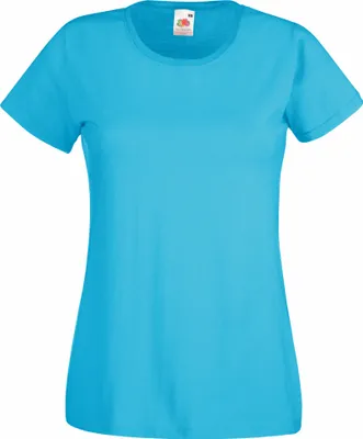 Produktbild von Fruit Of The Loom Lady-Fit Damen T-Shirt (5 Stück/Packung) BC4810 (S) (Azurblau)