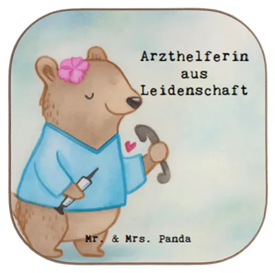 Produktbild von Mr. & Mrs. Panda Tischuntersetzer Arzthelferin Leidenschaft Design - Weiß - Geschenk, Krankenhaus, Arztpraxis, Krankgeschrieben, gläseruntersetzer, Untersetzer für Gläser