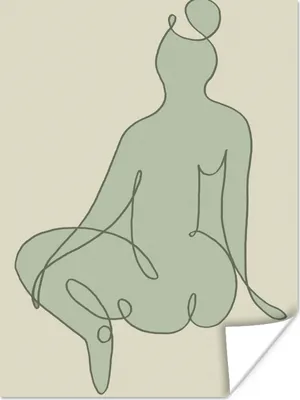 Produktbild von MuchoWow® Poster Frau - Grün - Linienkunst - Abstrakt 120x160 cm - Wandbilder
