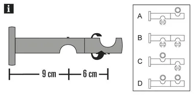 Produktbild von Gardinia Kombiträger 2-Lauf offen für Ø 19 mm silber 9 / 6 cm