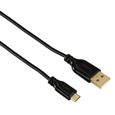Zdjęcie produktu dla Hama USB A - Micro-USB B M/M 0.75m, 0,75 m, USB A, Micro-USB B, USB 2.0, Męska/Męska, Czarny