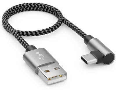 Produktbild von deleyCON 0,30m USB-A auf USB-C Kabel 90° gewinkelt