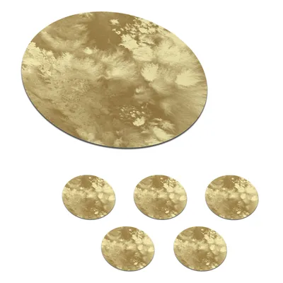 Obrázok produktu pre MuchoWow® Okrúhly sklenený podšálok, sada 6 ks Zlato - Farba - Abstraktné 10x10x0.3cm Podložky pod poháre - podložky pod nápoje - ochrana stolovej