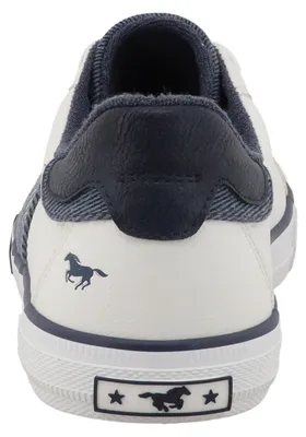 Produktbild von Mustang Herren Sneaker Low-Top mit Details in Denim-Optik 26M0191001, Größe:43 EU, Farbe:Weiß