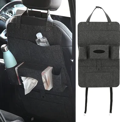 Produktbild von Auto Organizer Filz 41x65cm anthrazit Klettverschluss Spannriemen Taschen Rücksitztasche Multitasche Multipocket