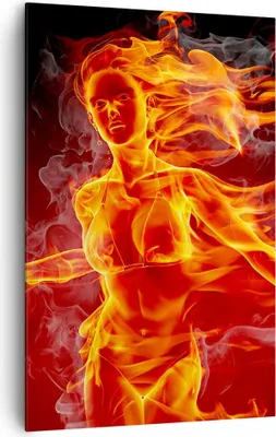 Produktbild von Bild auf Leinwand - Leinwandbild - Einteilig - Frau Flammen Illustration - 80x120cm - Wand Bild - Wanddeko - Wandbilder - Leinwanddruck - Wanddekoration - Leinwand bilder - Wandbild - PA80x120-0222
