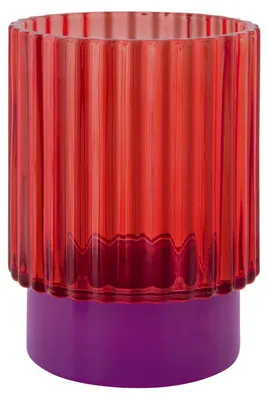 Teelichtglas Lumi rot, 1 St., H 12 cm, Ø 9 cm, Glas