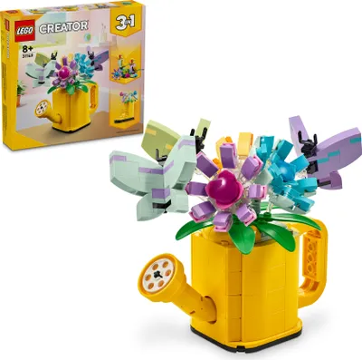 Productafbeelding van LEGO Creator 3-in-1: Tuimachine met bloemen set, decoratie voor de kinderkamer. Bouw een tuimachine met een bloemenboeket, rubberlaarzen of 2 speelgoedvogels. Een creatief cadeau voor meisjes en jongens vanaf 8 jaar. Artikelnummer: 31149
