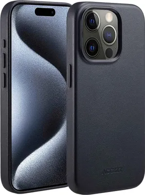 Obrázok produktu pre Accezz MagSafe kožený zadný kryt pre Apple iPhone 15 Pro - Onyx Black