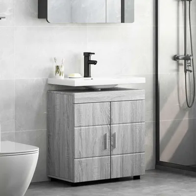 Produktbild von Möbel Badezimmerschrank-Set TULUM Graues Sonoma 60 x 34 x 63 cm - Badspiegel &1438