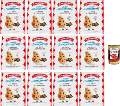 Produktbild von Campiello Il Frollino del Buongiorno con gocce di cioccolato Shortbread mit Schokoladenstückchen. biscuits cookies 100% Italienische Kekse 12x 700g + Italian Gourmet polpa 400g