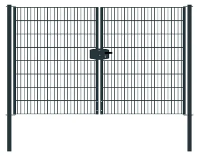 Produktbild von Drahtgittertor 2-flügelig, Durchgangslichte: 264 cm, Gesamtbreite inkl. Pfosten: 276 cm - Ausführung: anthrazit beschichtet, Höhe: 163 cm
