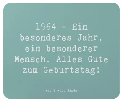 Produktbild von Mr. & Mrs. Panda Mauspad Spruch 1964 Geburtstag - Meeresbrise - Geschenk, Erinnerungen, Jubiläum, laptop mousepad, Happy Birthday, mousematte, Glückwunsch, Mouse Pad
