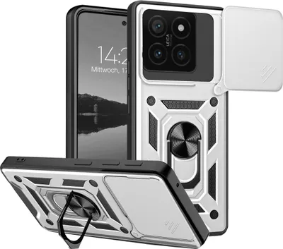 Produktbild von Armor Handyhülle für Xiaomi 14T Kameraschutz Handy Panzer Case Cover Schutzhülle Outdoor Farbe: Silber