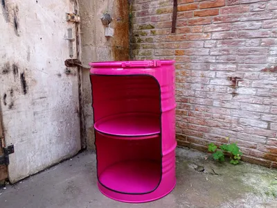 Produktbild von Fassregal Design Regal Ölfass 210L Fass Möbel Pink Fassmöbel mit Beleuchtung