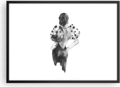 Produktbild von Gerahmtes Poster - Schwarzer Rahmen - Frau Aquarell Schwarz - 70x50 cm - Wand Bild - Wanddeko - Wandbilder - Kunstposter - Wandposter - Bilderrahmen - Bilder - Kunstdruck - P2BAA70x50-4805