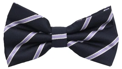 Produktbild von Fabio Farini - 1 Stück Blaue Herren Fliegen - Männer Querbinder Vorgebunden Bowtie Streifen - Dunkelblau - Black Blue/Lila/Weiß