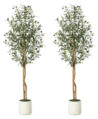 Produktbild von Künstlicher Baum - Hohe Zimmerpflanze im Topf - 150 cm - 2er Set - Naturgetreue Stämme und Blätter - Indoor Deko für Zuhause und Büro