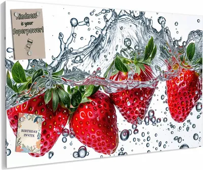 Produktbild von Magnettafel 60x40cm magnetisch & beschreibbar Metall-Board - In Wasser Erdbeeren