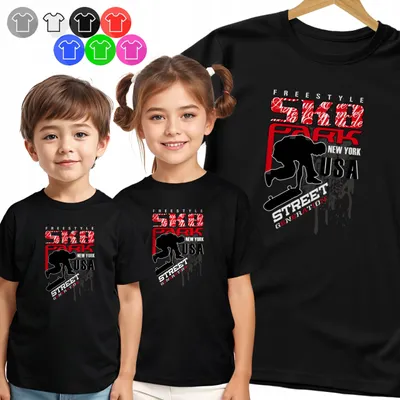 Zdjęcie produktu dla Koszulka Dziecięca T-Shirt - Skateboarder Trick Miasto Dla Chłopca - L