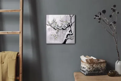 Produktbild von Coloray Hodiny Unikátní 30x30 cm  Tiché hodiny Pro obývací pokoj a kuchyň Nástěnné hodiny Plátno Bílé ručičky hodin - Zimní větve sněhu