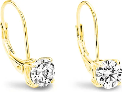 Produktbild von New Bling 9NB-0053 Zilveren oorhangers - zirkonia rond 6 mm - goudkleurig