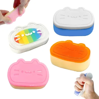 Productafbeelding van Schattige katten squishy - Set van 4 - Zachte - Rekbare sensorische stressbal voor volwassenen en kinderen