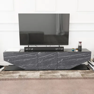 Produktbild von Skye Decor, Inci - Black, Fernsehtisch, Schwarz, 100 % MELAMINBESCHICHTETE SPANPLATTEN, 180 x 30 x 45 cm