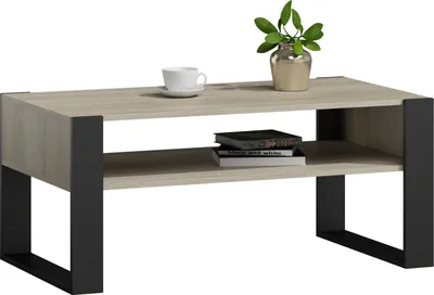 Produktbild von MATKAM Couchtisch KAJA H50 x B100 x T53,6 cm, offene Ablage unter der Tischplatte, Kufenbeine (Sonoma Eiche)