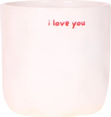 Produktbild von Ziertopf I Love You - Ø9cm - Weißer Keramiktopf mit rotem Schriftzug