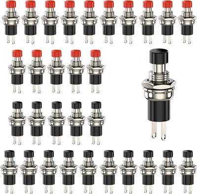 Produktbild von 15er Set Mini Taster Momentan Druckschalter 2-Pin ON/OFF Taste 1A 250V Für KFZ,Auto,Boot Armaturenbrett Vielseitiger Taster