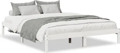 Obrázok produktu pre vidaXL Posteľ z masívneho dreva extra dlhá bez matraca biela 160x220 borovicové drevo