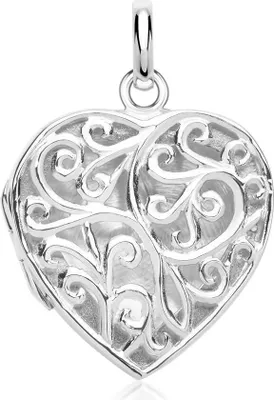 Produktbild von Herzmedaillon mit floralem Muster Sterlingsilber SP0277
