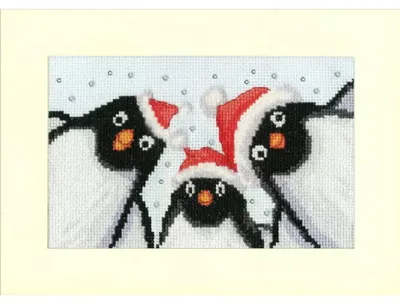 Produktbild von Bothy Threads Kreuzstich-Set "Penguin Selfie", Modellnummer XMAS89, Größe 9x13 cm