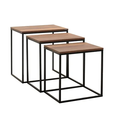 Productafbeelding van Skye Decor, Shp-933-Oo-1, Set van 3 salontafels, notenhout, 100% melaminecoating op spaanplaat, 55 x 40 x 57 cm