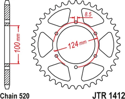 Immagine prodotto di Ritzel Posteriore Jt 4466 37 Per Kawasaki Kxt 250 B1/B2 '86-87' (446637Jt) (Catena.520) Zu Bestellen