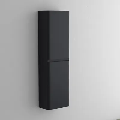 Produktbild von Mai & Mai Seitenschrank Badezimmerschrank mit 2 Türen und 4 Fächern BTH: 35x20x120 cm Hochschrank Badregal Allzweckschrank in Glänzend Schwarz Lucca