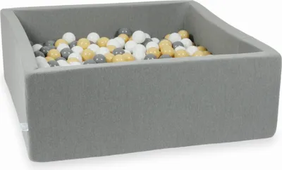 Obrázek produktu pro Suchý šedý bazén 110x110x40 s 600 míčky: bílý, šedý, béžový