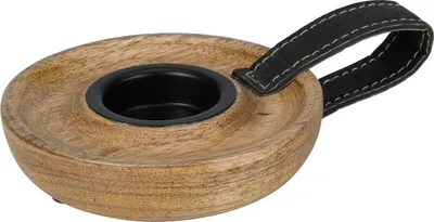 Produktbild von H&S Decoration | Teelichthalter - Teelichtleuchter - 11 cm - Mangoholz - Braun - mit Metalleinsatz
